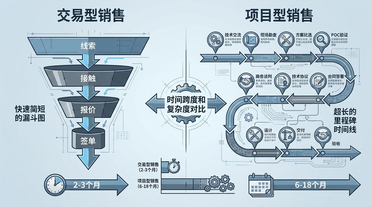 销售周期对比:通用CRM的漏斗模型vs非标行业的里程碑时间线