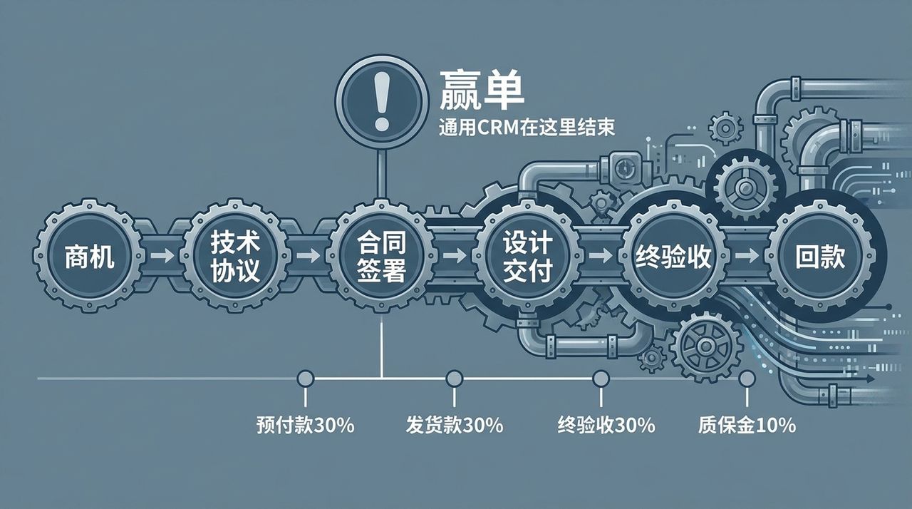 从商机到回款的完整链条:预付款30%、发货款30%、终验收30%、质保金10%